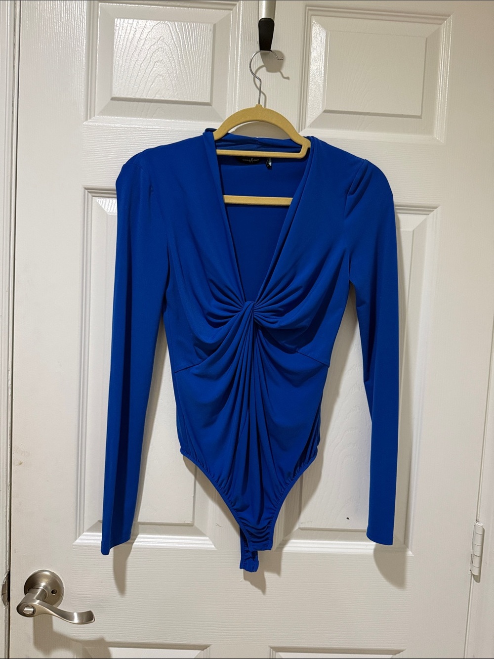 Guess by Marciano Cobalt Blue Long-Sleeve Twist-Front Bodysuit